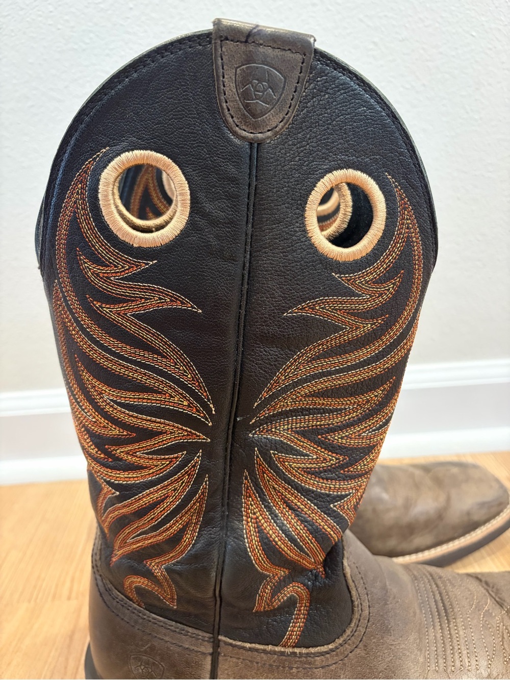 Ariat Brown Foot with Black Shaft Western Cowboy Boots - Picture 3 of 9